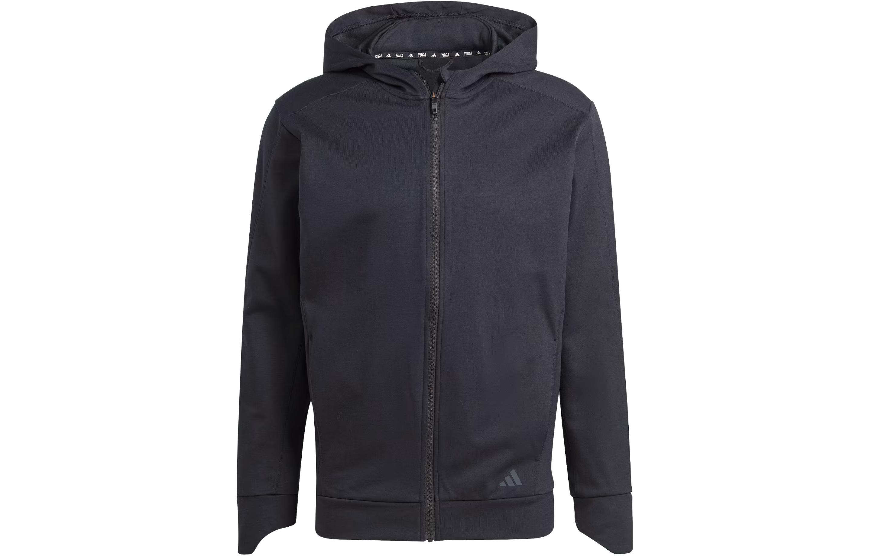adidas Yoga Training Full-Zip Hoodie Black with Solid Logo Design IM1760