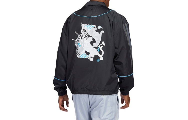 adidas Yot Trae Printed Snap Button Sports Jacket Black () HB5472
