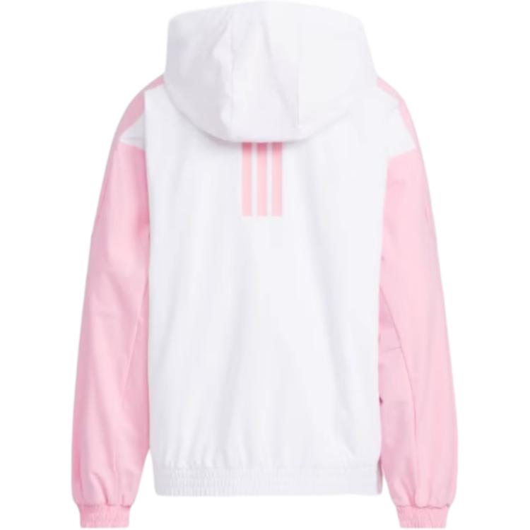 Lookbook 阿迪达斯青少年防水条纹连帽夹克白色休闲耐用款 JN1732
