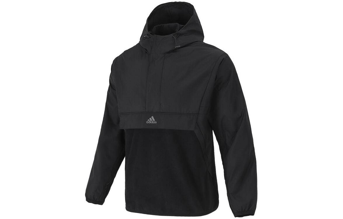 adidas YY Sports Black Hoodie Jacket with Three-Stripes Print Logo H39244