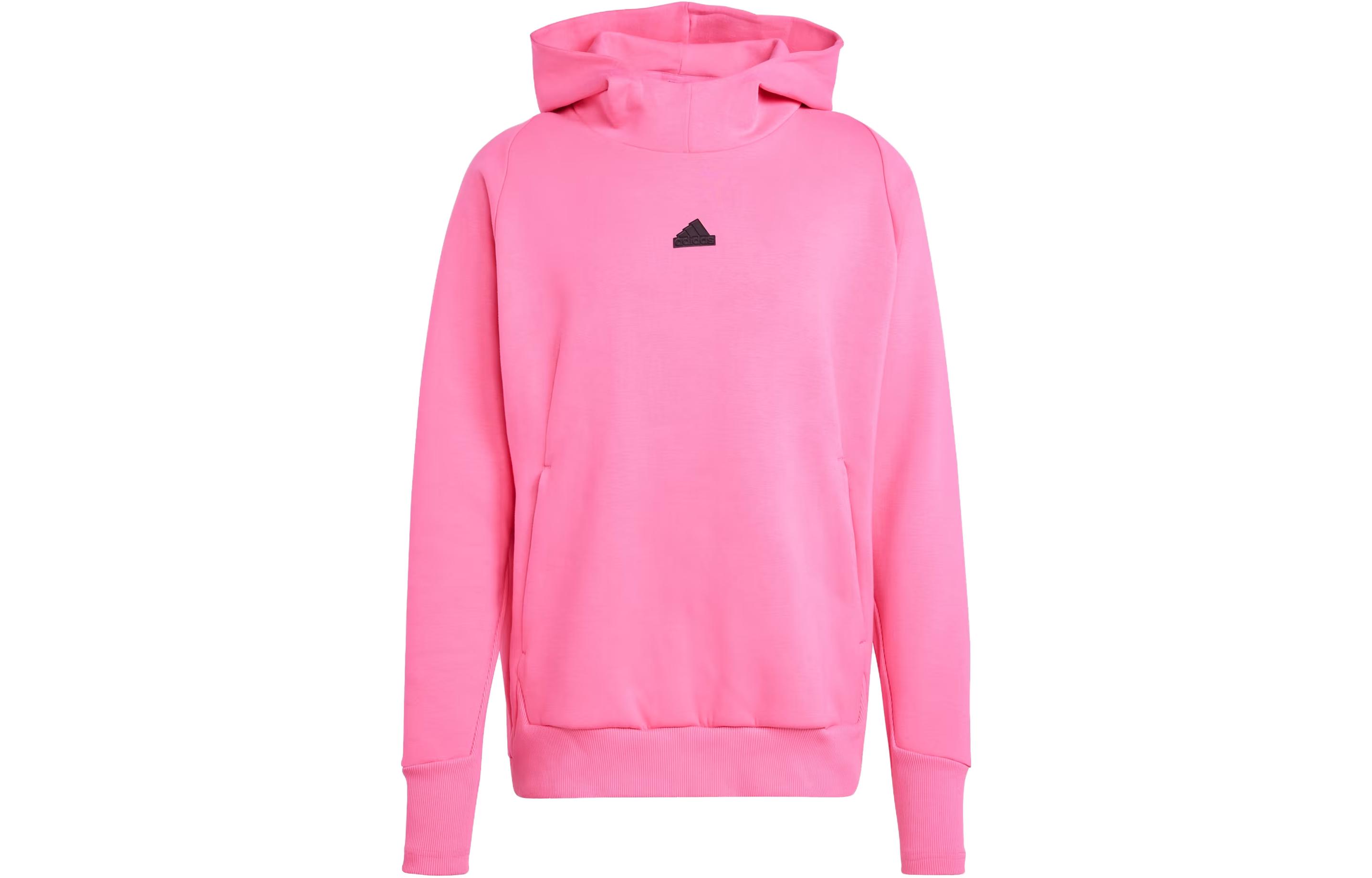adidas Z.N.E Premium Hoodie Pink Loose Fit Logo Pullover Sweatshirt IN5117