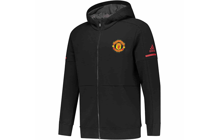adidas Zen Manchester United Knit Hoodie Jacket Black BQ2234