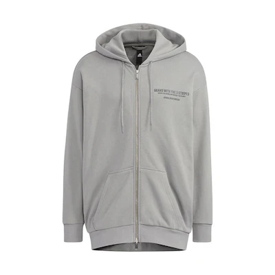 adidas Zip-Up Hoodie with Letter Print Design in Light Gray HZ7027