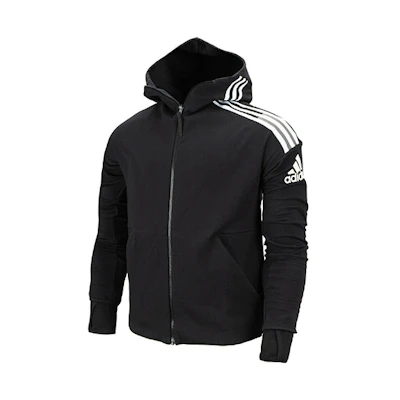 adidas ZNE 3-Stripes Black Hoodie Zip-Up Jacket FQ7229