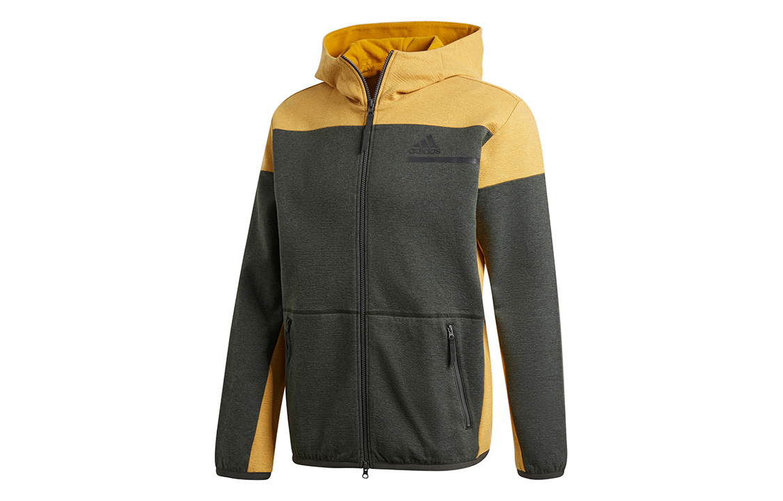 adidas ZNE FZ Winter Hoodie Jacket Solid Brown Fleece-Lined Warm Coat GU2079