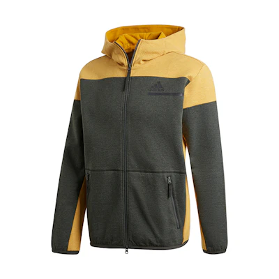 adidas ZNE FZ Winter Hoodie Jacket Solid Brown Fleece-Lined Warm Coat GU2079