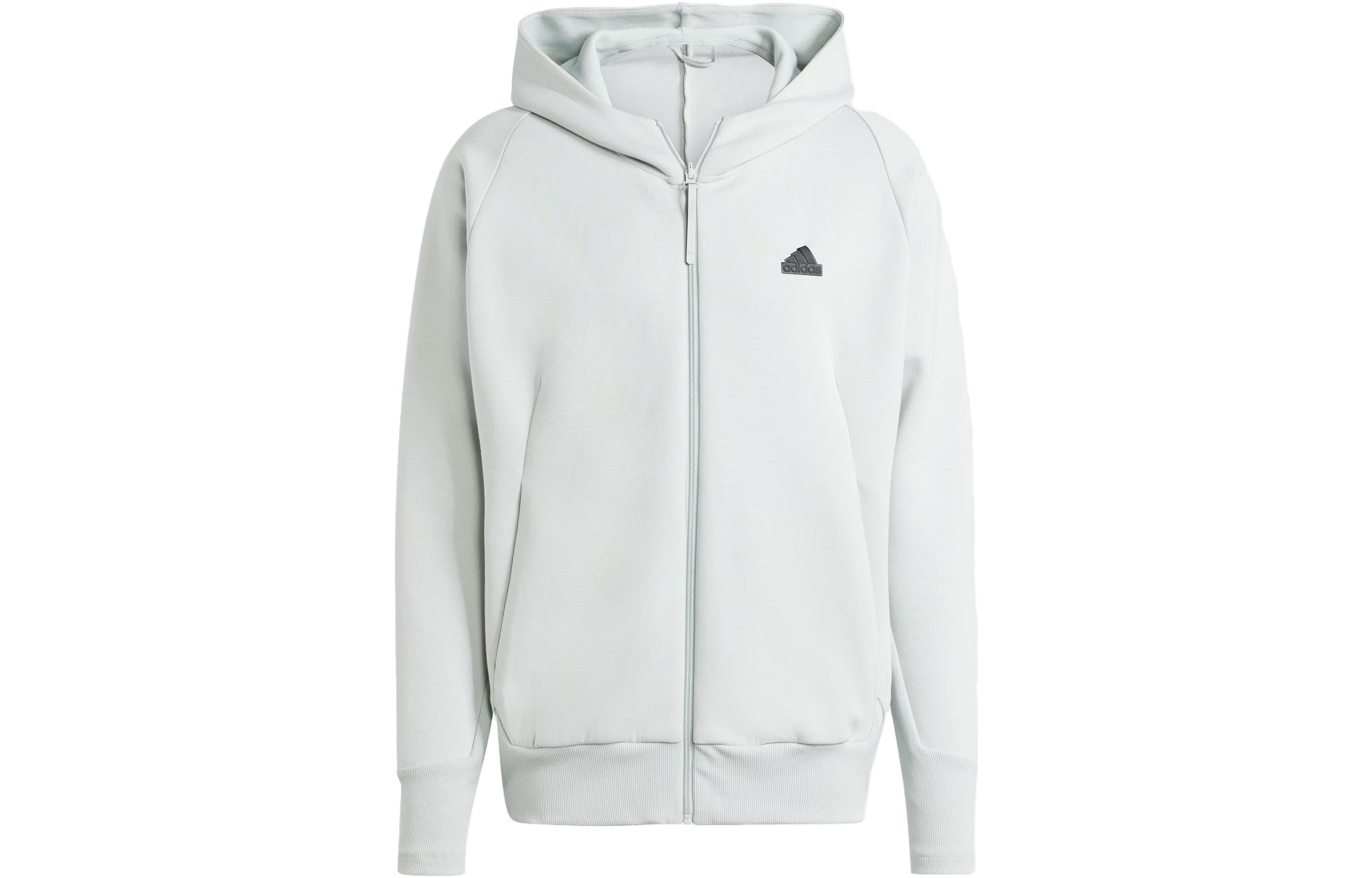 adidas ZNE Premium Full-Zip Hooded Jacket Silver Gray Long Sleeve IN5094
