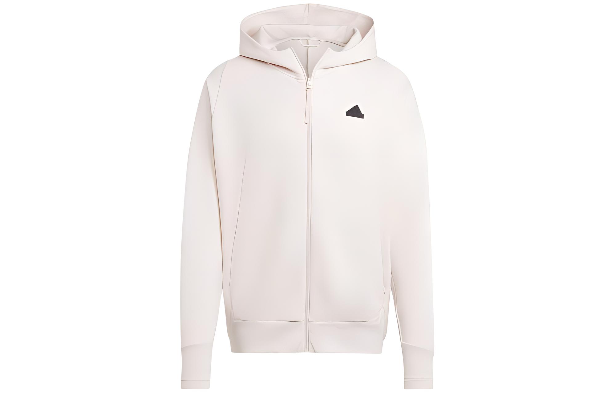 adidas ZNE Premium Full-Zip Hooded Track Jacket Beige Loose Fit IR5229