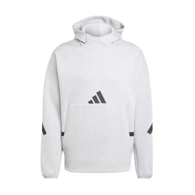 adidas ZNE Premium Hoodie Grey/White Logo Print Pullover Sweatshirt JE3070
