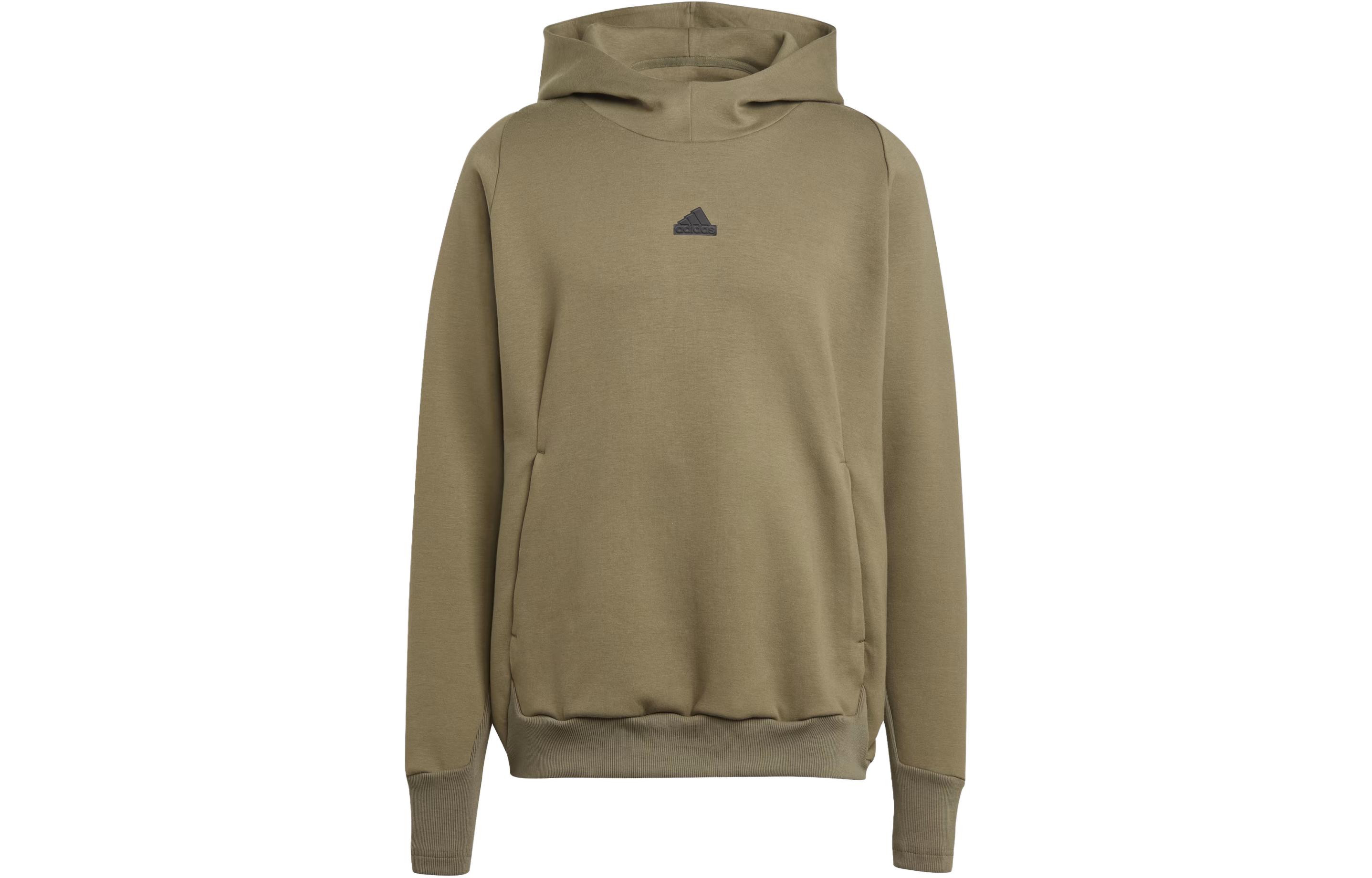 adidas ZNE Premium Hoodie Olive Green Loose Fit Logo Pullover IN5116