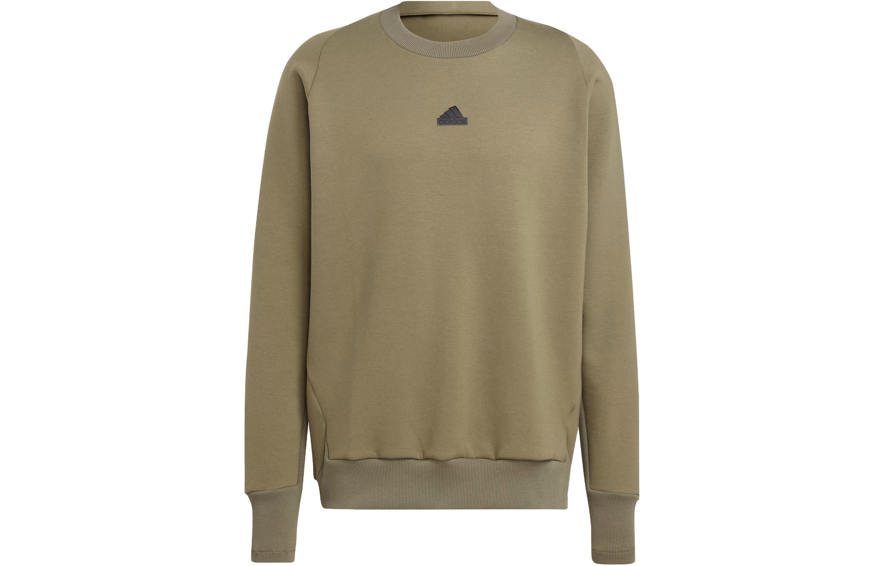 adidas ZNE Premium Sweatshirt Olive Green with Minimal Logo Design IN5110