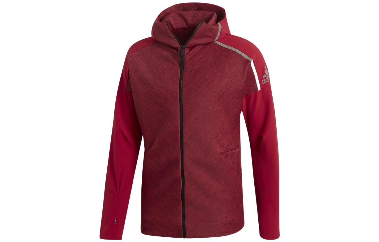 adidas ZNE Red Colorblock Logo Hoodie Jacket EI6189