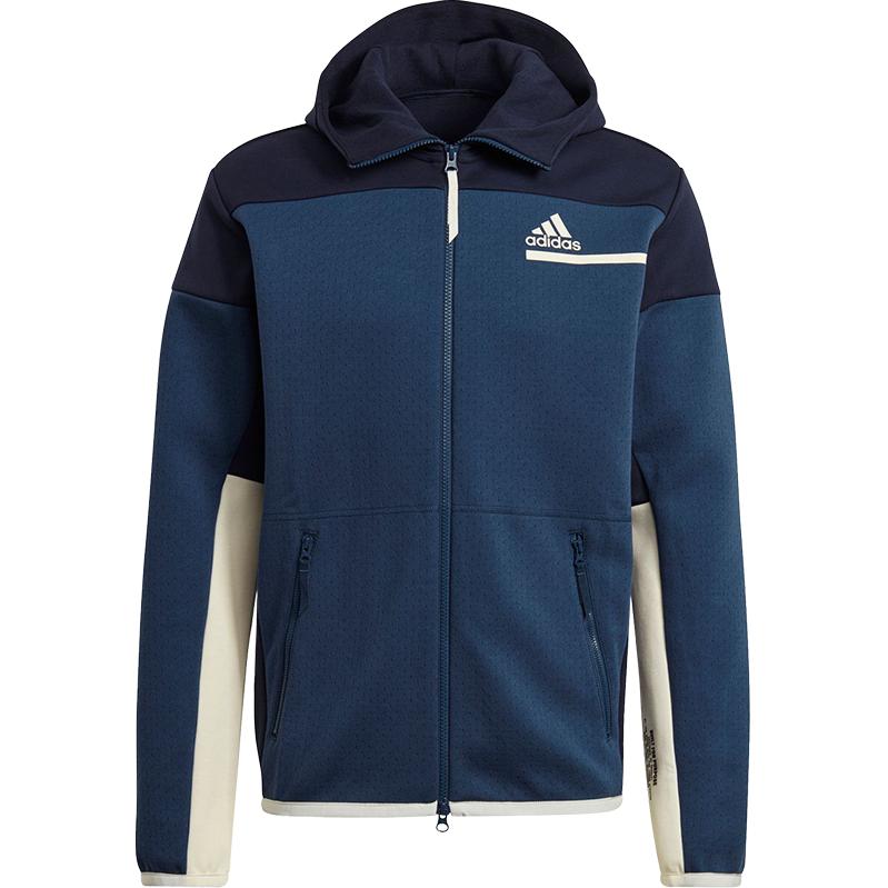 adidas ZNE Series Navy Thick Knit Hooded Logo Jacket for Training GN6834