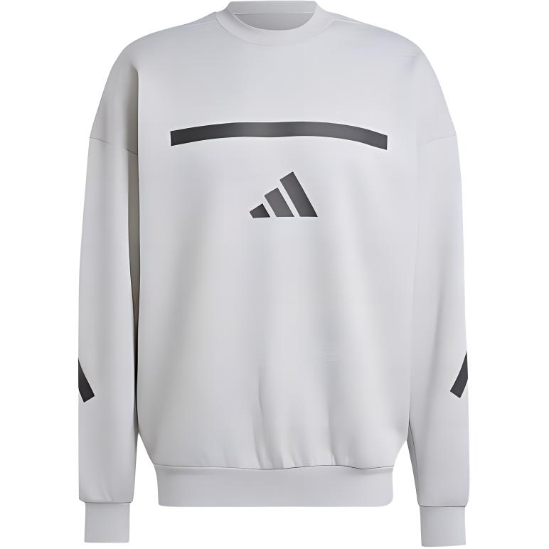 adidas ZNE Sweatshirt Heather Gray Comfortable Knit Loose Fit Pullover JD1674
