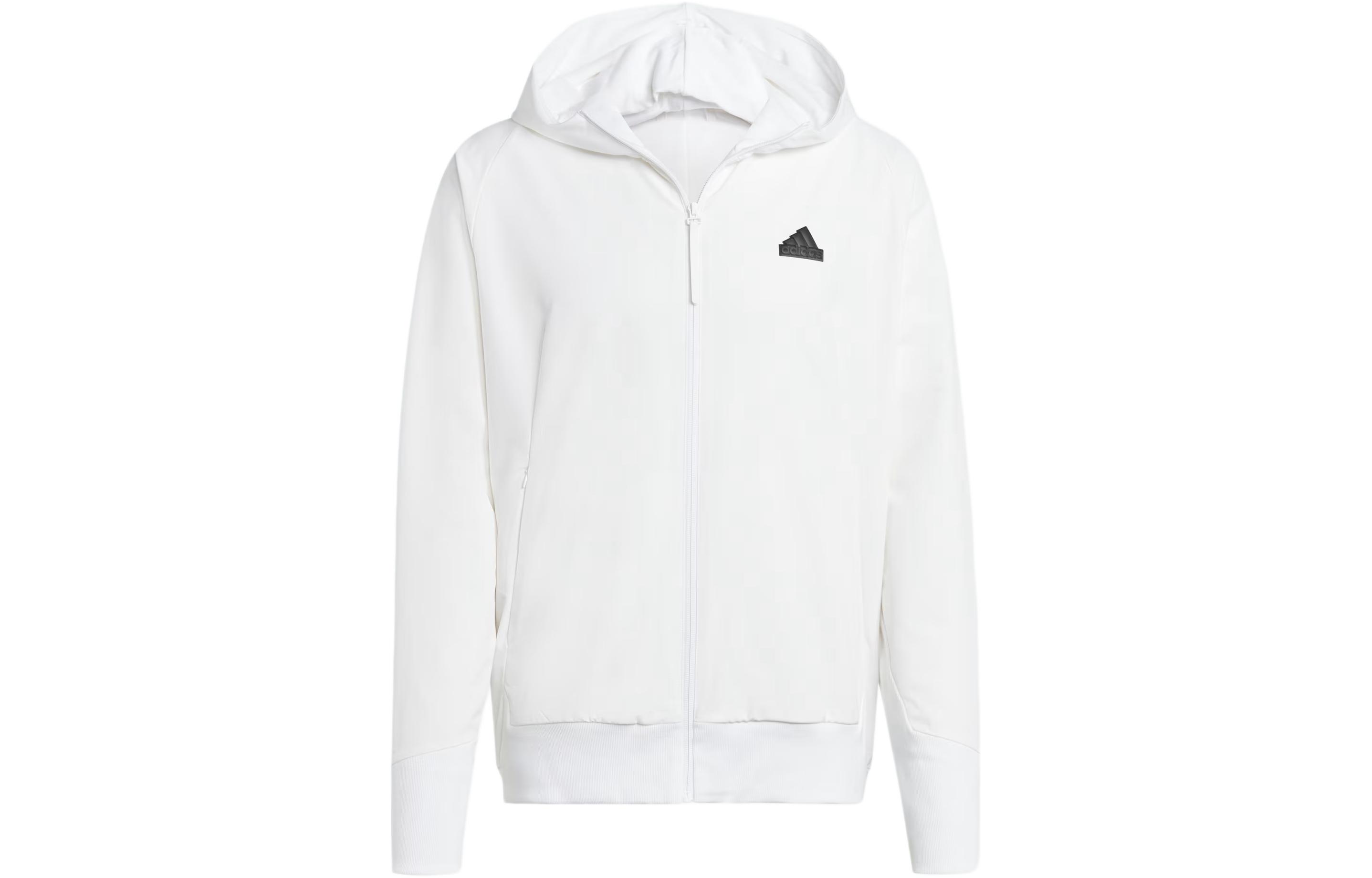 adidas ZNE Woven Full-Zip Hooded Jacket White Long-Sleeve Track Top IN1843