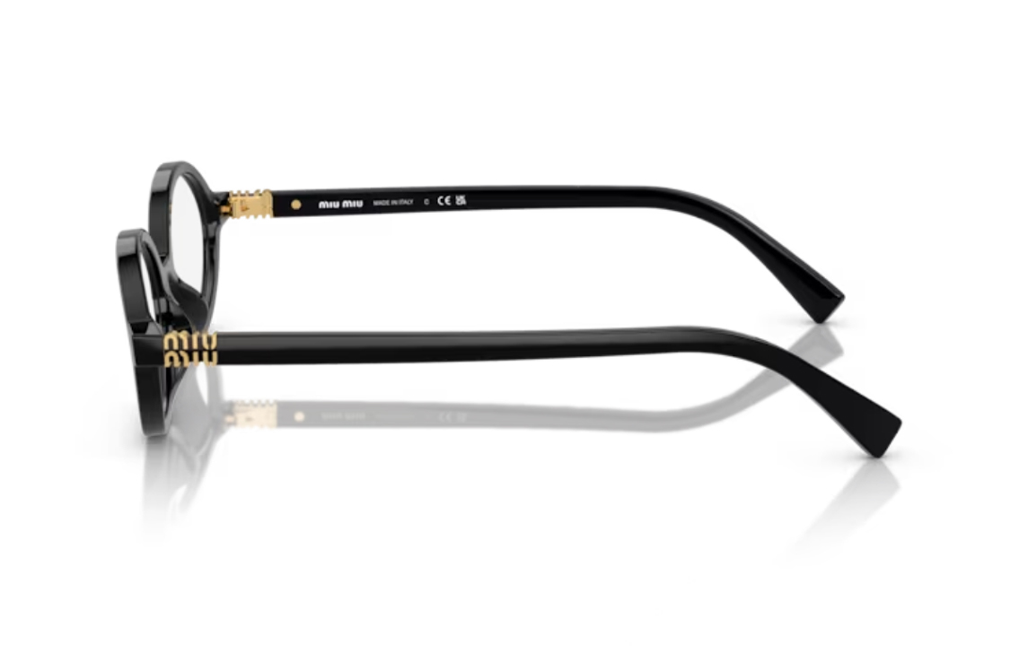 Shop MIU MIU 可调节黑色椭圆醋酸镜框光学眼镜 男女情侣款 MU 01XV 1AB1O1