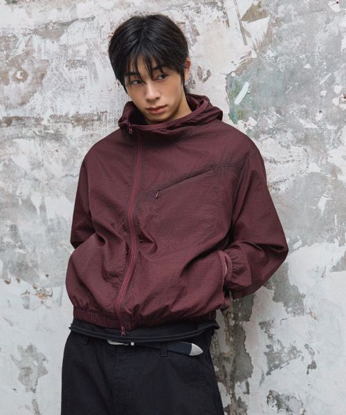 AGOD Oblique Hood Windbreaker [Burgundy] A6SLJA01BU