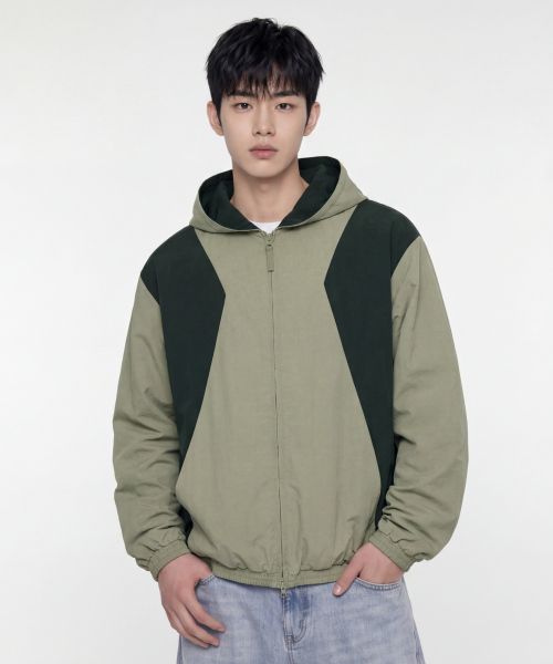 Order AGOD Side-Slit Two-Tone Windbreaker [Light Khaki] A5SLWJ03