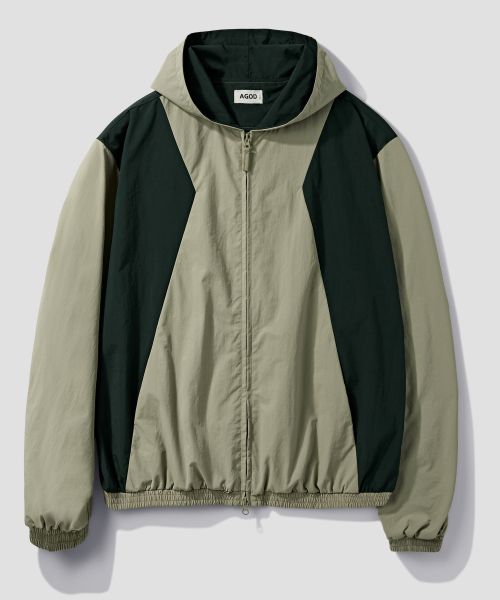 Purchase AGOD Side-Slit Two-Tone Windbreaker [Light Khaki] A5SLWJ03