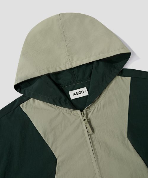 Sizing AGOD Side-Slit Two-Tone Windbreaker [Light Khaki] A5SLWJ03