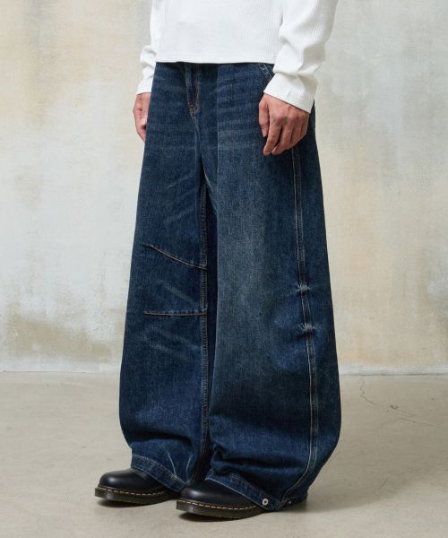 Order Agod Snap Button Curved Pants [Dark Blue] A6SLDP06DB