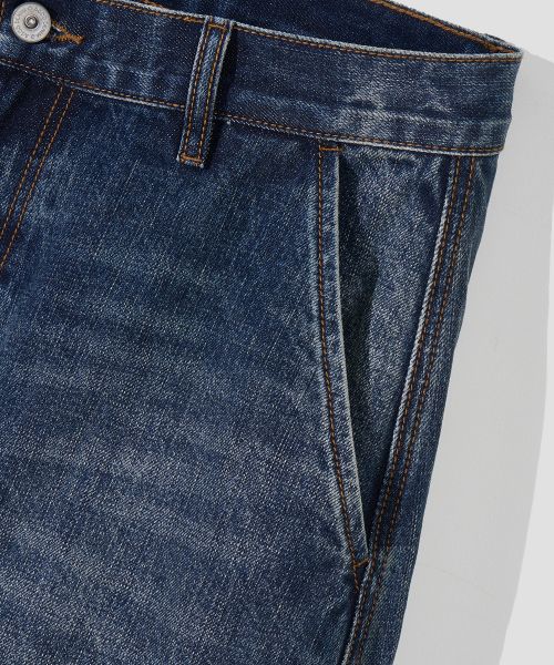 Cheap Agod Snap Button Curved Pants [Dark Blue] A6SLDP06DB