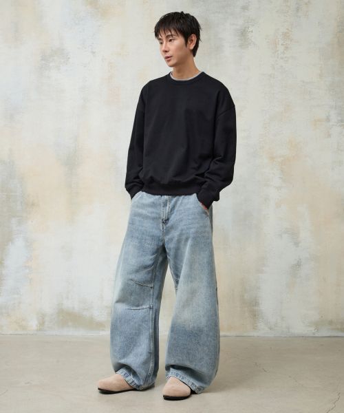 Lookbook Agod Snap Button Curved Pants [Light Blue] A6SLDP06LB