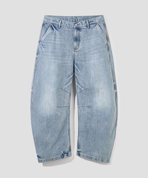 Shop Agod Snap Button Curved Pants [Light Blue] A6SLDP06LB