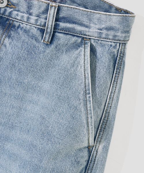 Cheap Agod Snap Button Curved Pants [Light Blue] A6SLDP06LB