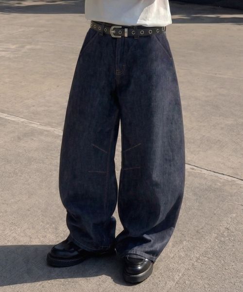 AGOD Snap Button Curved Pants [Low Indigo] A6SLCP01RI