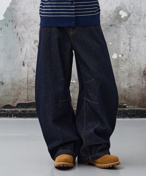Lookbook AGOD Snap Button Curved Pants [Low Indigo] A6SLCP01RI