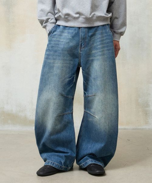 Order Agod Snap Button Curved Pants [Medium Blue] A6SLDP06MB