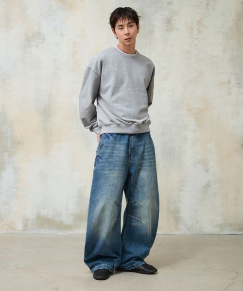 Shop Agod Snap Button Curved Pants [Medium Blue] A6SLDP06MB