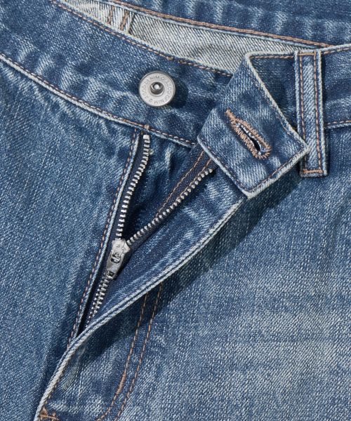 Cheap Agod Snap Button Curved Pants [Medium Blue] A6SLDP06MB