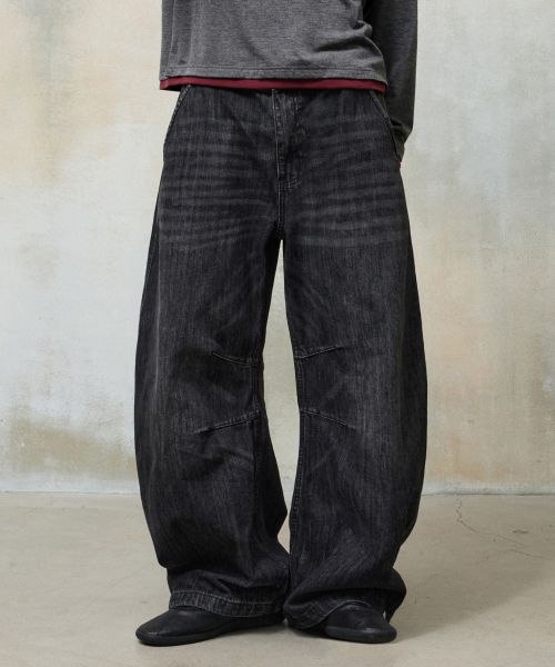 Order Agod Snap Button Curved Pants [Washed Black] A6SLDP06WB