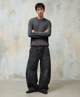 Agod 按扣弯刀裤(水洗黑) A6SLDP06WB Shop Agod 按扣弯刀裤(水洗黑) A6SLDP06WB