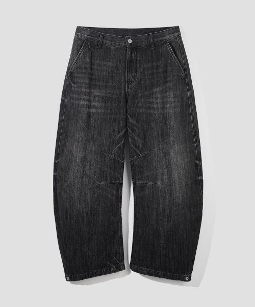 Purchase Agod Snap Button Curved Pants [Washed Black] A6SLDP06WB