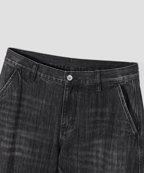 Sizing Agod Snap Button Curved Pants [Washed Black] A6SLDP06WB