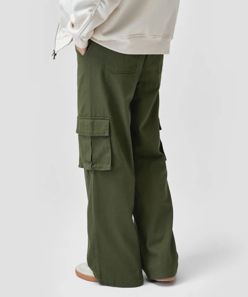 Order AGOD Wide Big Pocket Cotton Cargo Banding Pants [Khaki] D6WP01