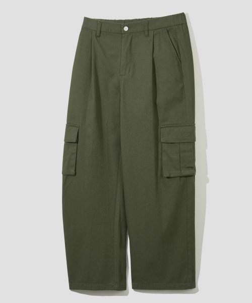Shop AGOD Wide Big Pocket Cotton Cargo Banding Pants [Khaki] D6WP01