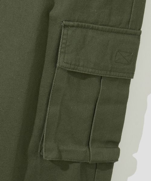 Sizing AGOD Wide Big Pocket Cotton Cargo Banding Pants [Khaki] D6WP01