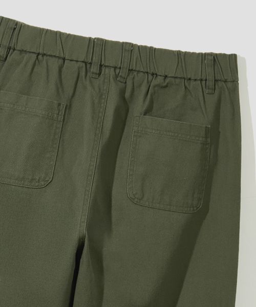 Cheap AGOD Wide Big Pocket Cotton Cargo Banding Pants [Khaki] D6WP01