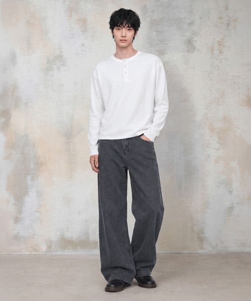 Shop Agod Wide Denim Pants [Gray] D6DT01