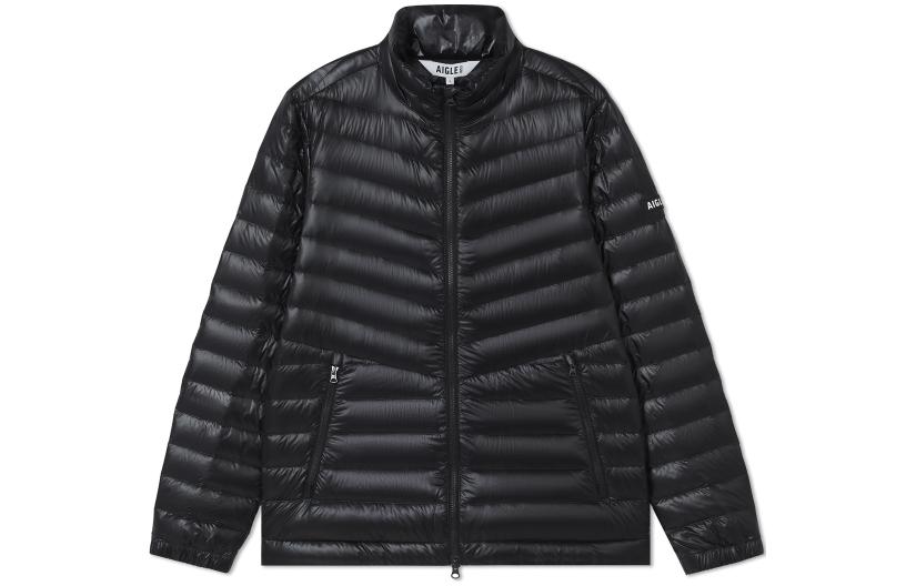 AIGLE  Black Outdoor Puffer Jacket with Warm High Neck and Zipper. AF801 圖 2
