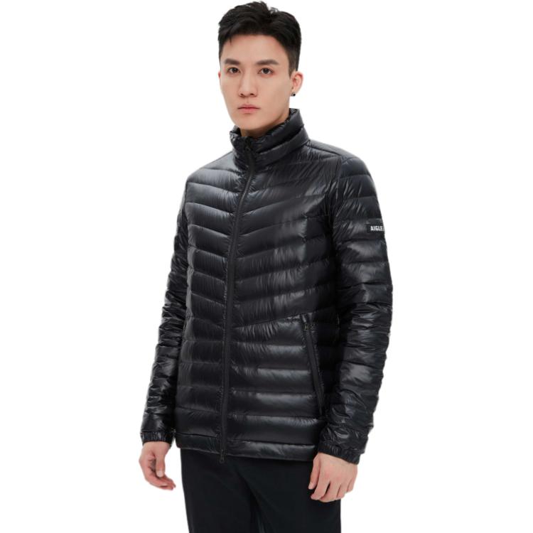 AIGLE  Black Outdoor Puffer Jacket with Warm High Neck and Zipper. AF801 圖 3