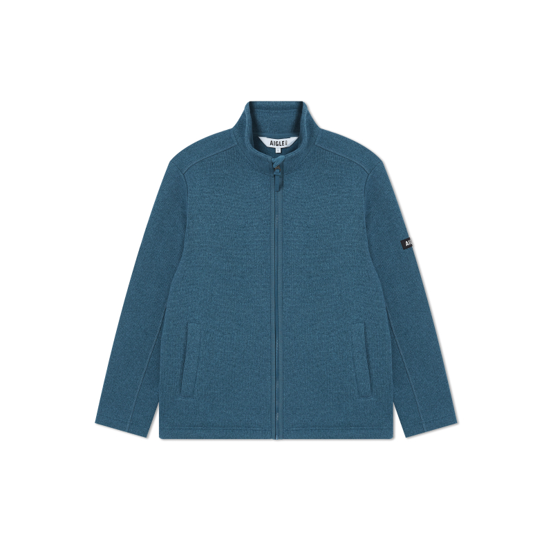 AIGLE  Full-Zip Fleece Jacket with Logo, Grayish Blue. AF831