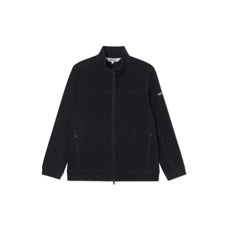 AIGLE Black Full-Zip Fleece Jacket with Logo - Warm & Quick-Dry AF721