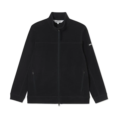 AIGLE Black Full-Zip Fleece Jacket with Logo - Warm & Quick-Dry AF721