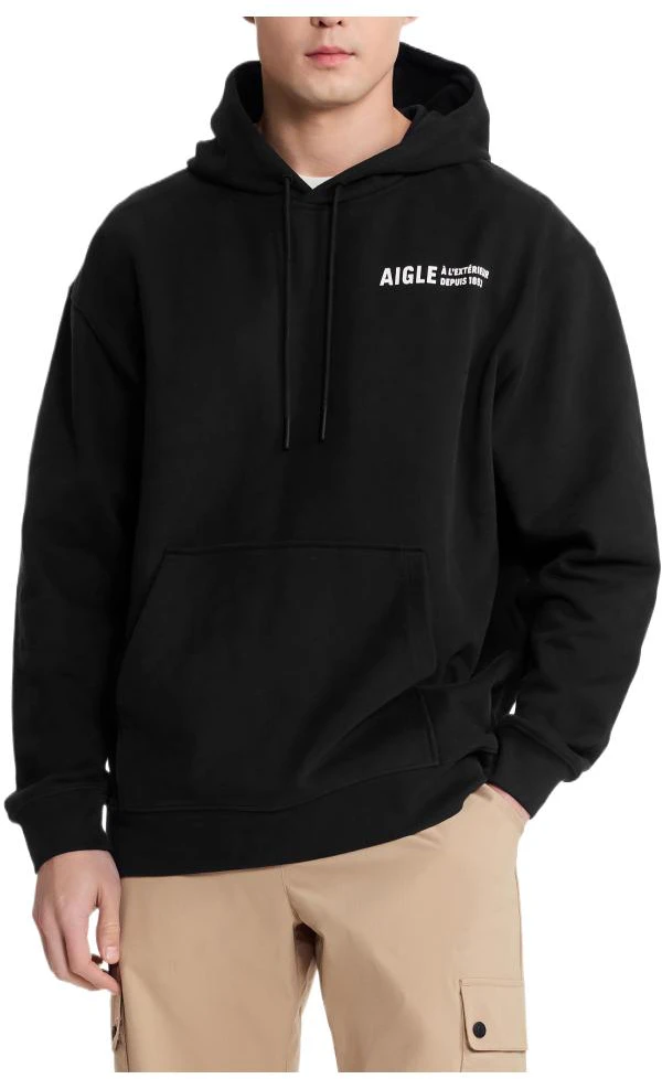 aigle-black-hoodie-casual-letter-pullover-for-sport-and-fashion-bc-352-black