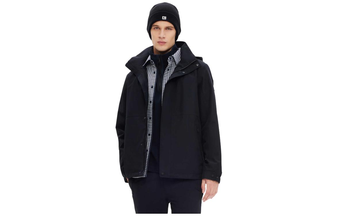 AIGLE Black Waterproof Windproof Hooded Outdoor Jacket AL391